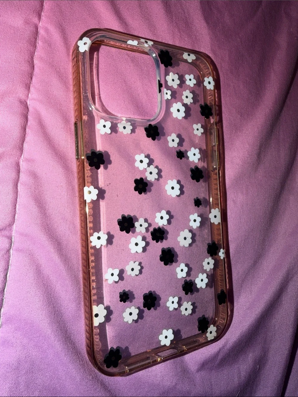 Pink Clear Floral Phone Case - Compatible Cell Phone Accessory (iPhone15promax)